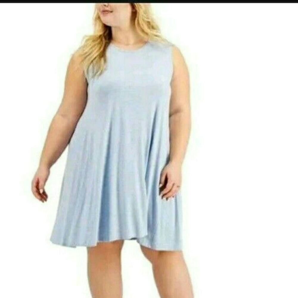 Style & Co Women's Sleeveless Flip-Flop Dress Blue Plus Size 1X